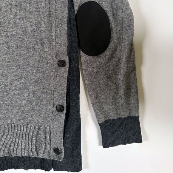 J.Crew Wool Blend Sweater Sz S Layered Gray Contrast Trim Elbow Patch Academia - Picture 3 of 6
